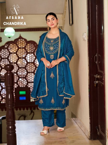 Chandrika By Afsana Fandy Satin Readymade Salwar Kameez